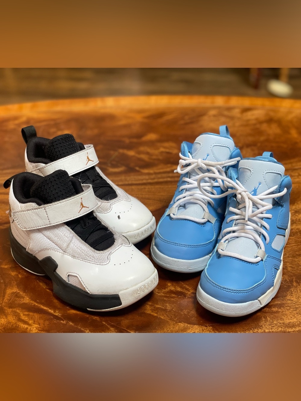 BUNDLE - 2 Pairs of Toddler Jordan Sneakers. Sizes 11 (white) & 12 (blue)